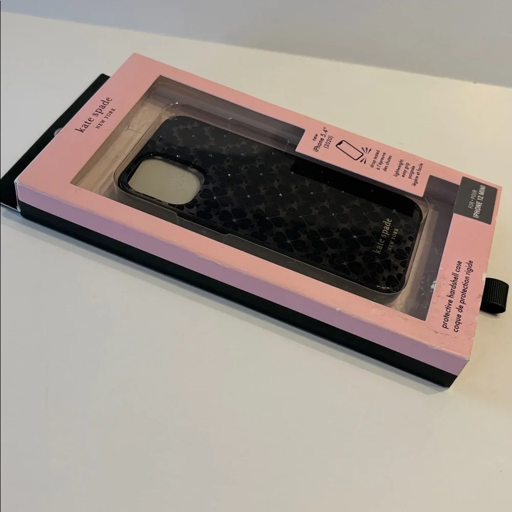 Kate Spade Apple iPhone 12 Mini Protective Hardshell Case in Black Spade